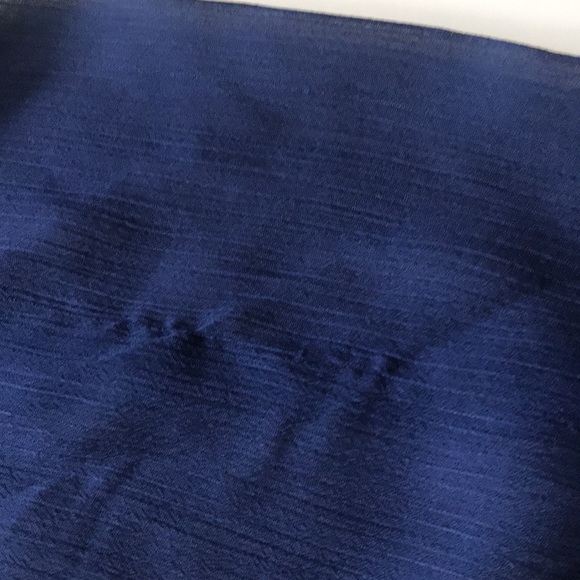 🎃LOFT- Navy Blue Sheer Ruffled Tier Shirt-M - Picture 11 of 14